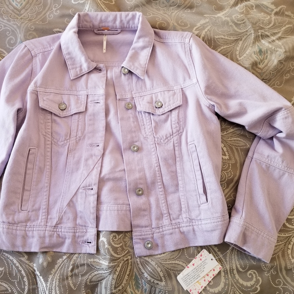 Free People Lilac Purple Denim Jacket